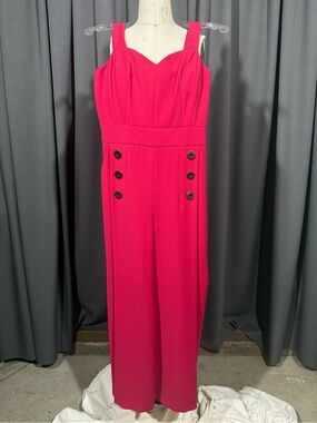 Karen Millen Hot Pink Sleeveless Wide-Leg Jumpsuit